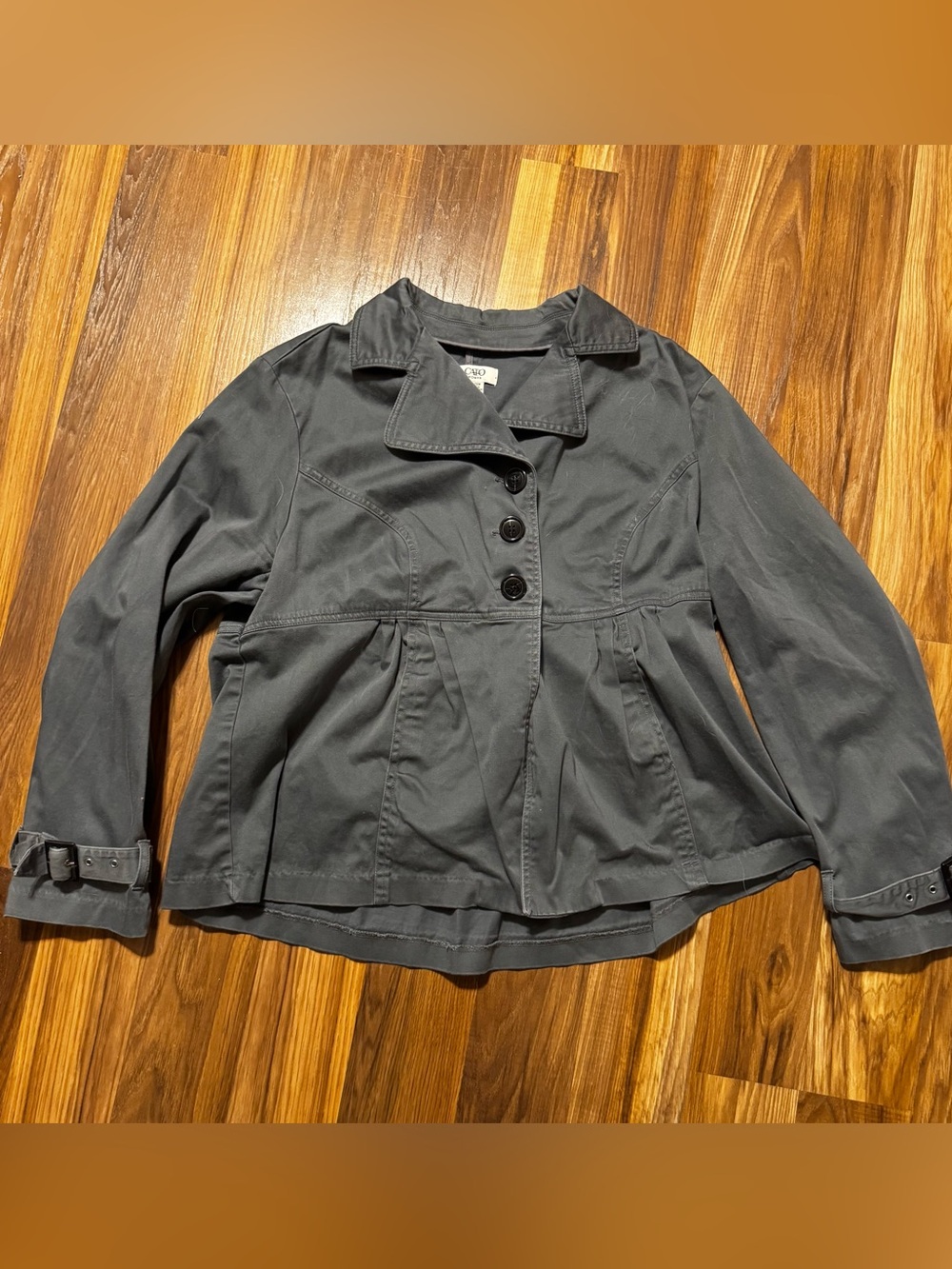 Vintage Cato Charcoal Gray Peplum Button-Front Jacket